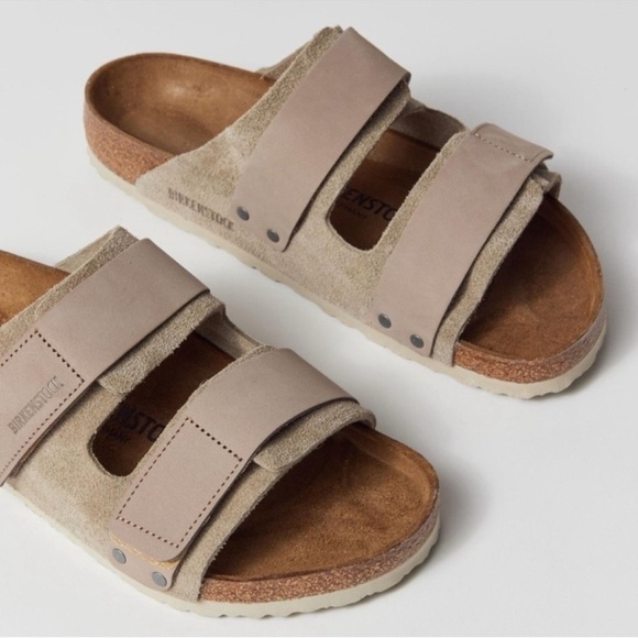Birkenstock Uji Sandals Women’s 9-9.5 / EUR 40 Taupe Nubuck Suede Leather - Picture 5 of 13